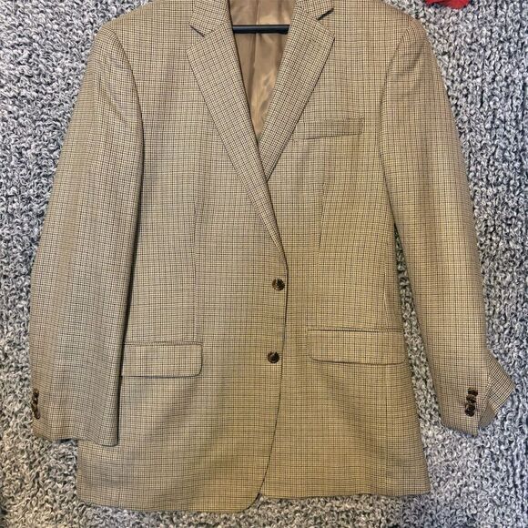 Michael Kors Men's Black Check Blazer Jacket Size 42 LFormal Wear - Picture 1 of 12